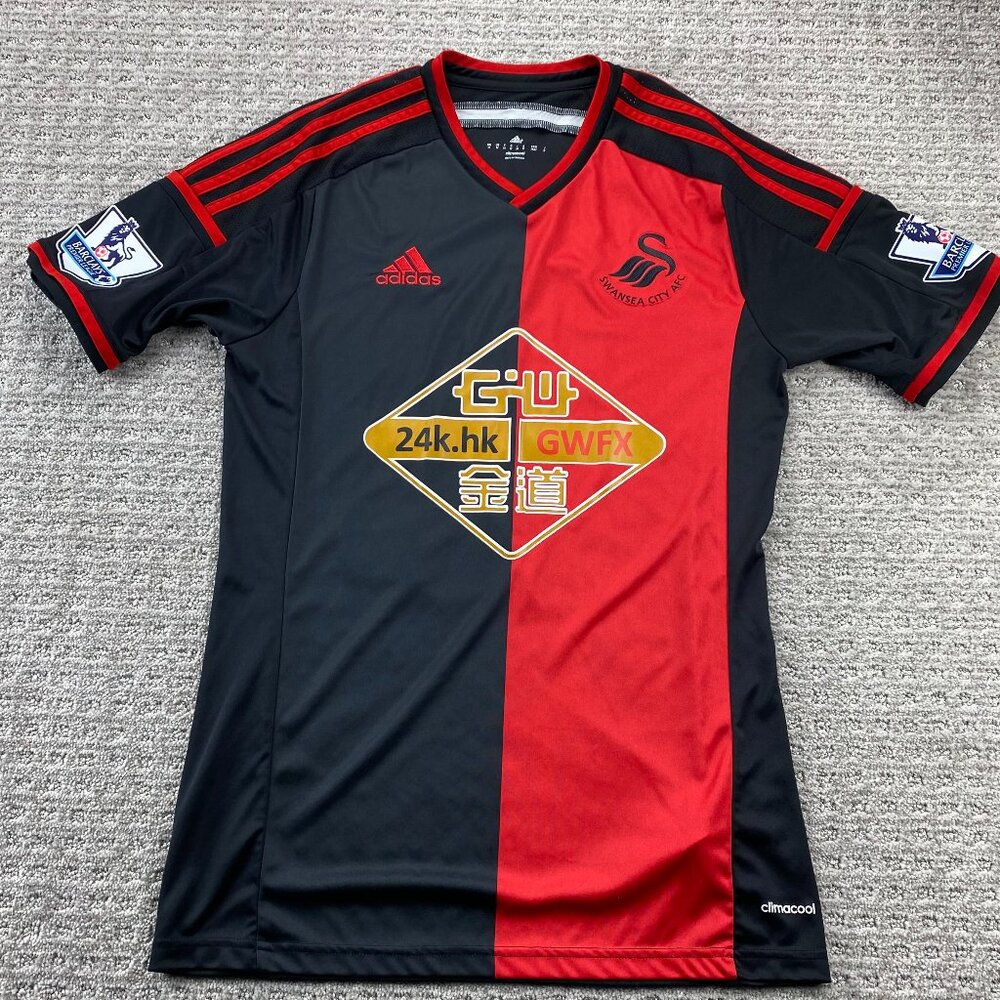 Adidas Swansea City AFC Soccer Jersey Women Medium Black Red #12 Dyer Football